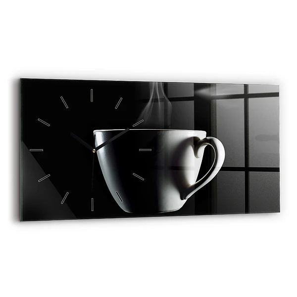 Ceas de sticlă pe perete orizontale ceașcă de cafea