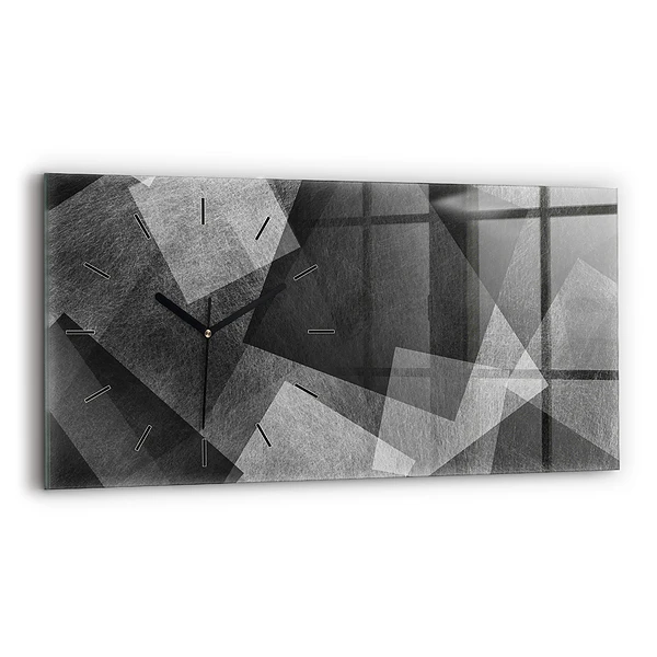 Ceas orizontale de perete din sticlă Abstracția geometrică