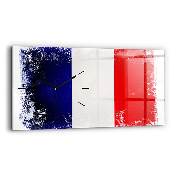 Ceas perete din sticlă orizontale steag francez