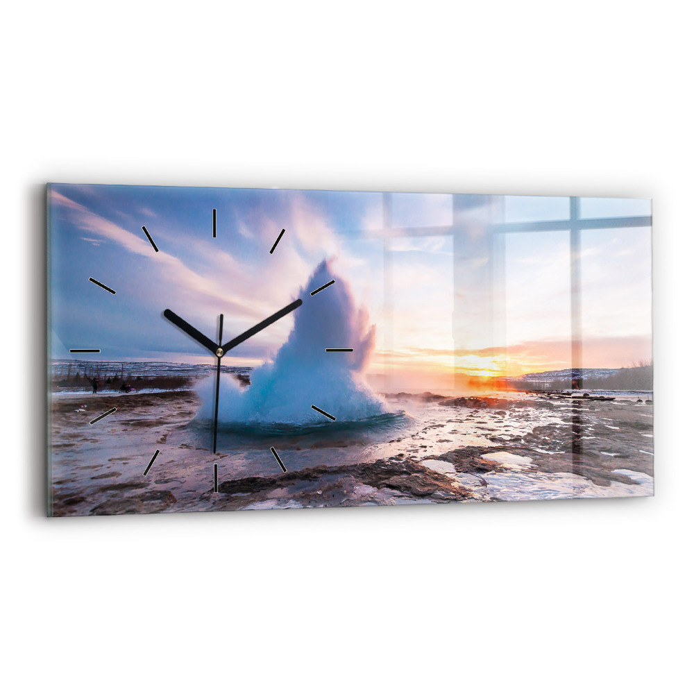 Ceas orizontale de perete din sticlă Gheizer pe insula Islanda