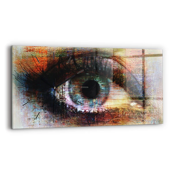 Ceas orizontale de perete din sticlă Street Art Eye
