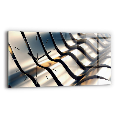 Ceas perete din sticlă orizontale Model argintiu