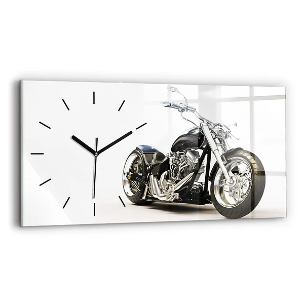 Ceas din sticlă orizontale Motocicletă neagră