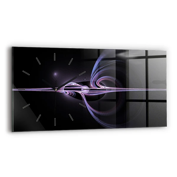 Ceas orizontale de perete din sticlă Abstracție violet