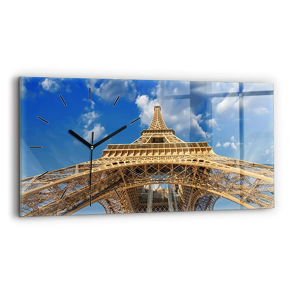 Ceas orizontale de perete din sticlă Turnul Eiffel din Franța