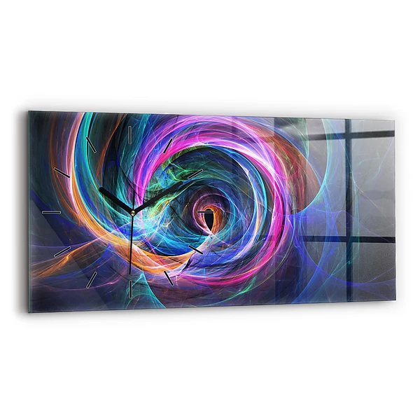 Ceas de sticlă pe perete orizontale Fractal colorat