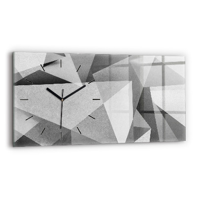 Ceas orizontale de perete din sticlă Abstracție geometrică gri