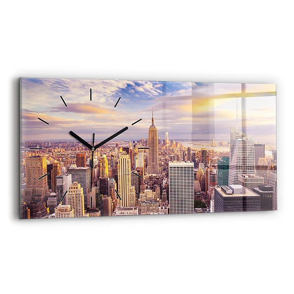 Ceas din sticlă orizontale Apus de soare New York