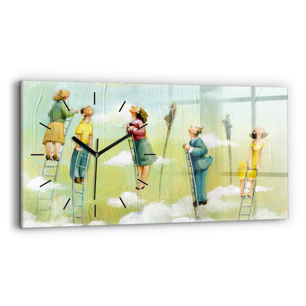 Ceas perete din sticlă orizontale Oameni pe scară
