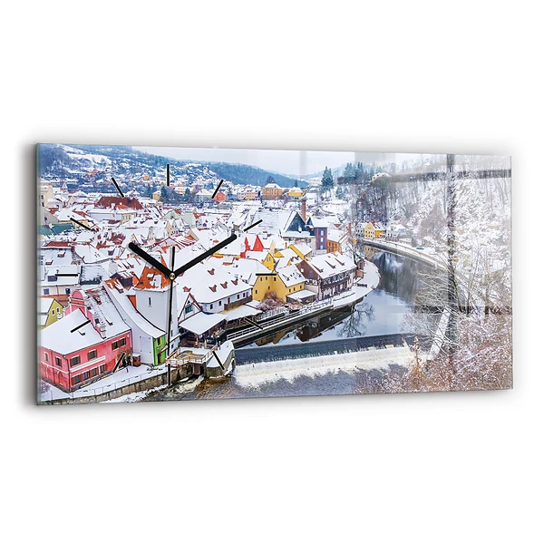 Ceas de sticlă pe perete orizontale Panorama orasului iarna