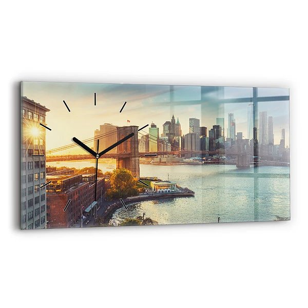 Ceas de sticlă pe perete orizontale New York Manhattan