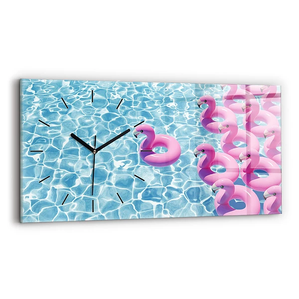 Ceas de sticlă pe perete orizontale Păpădie flamingo