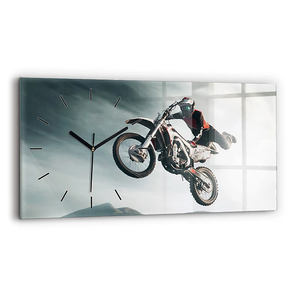 Ceas de sticlă pe perete orizontale Stilul motor Adrenalina