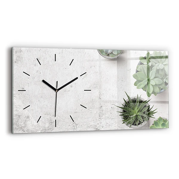 Ceas de sticlă pe perete orizontale Plante decorative