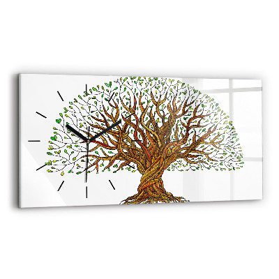 Ceas perete din sticlă orizontale Rădăcinile copacilor