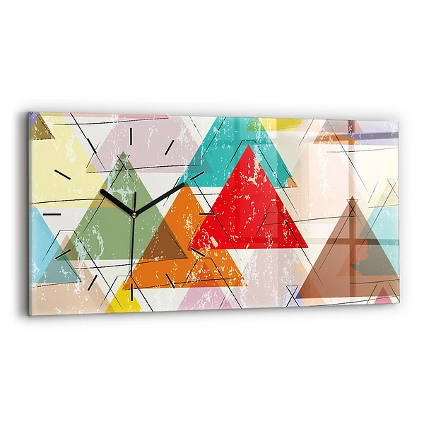 Ceas din sticlă orizontale Model geometric triunghiuri