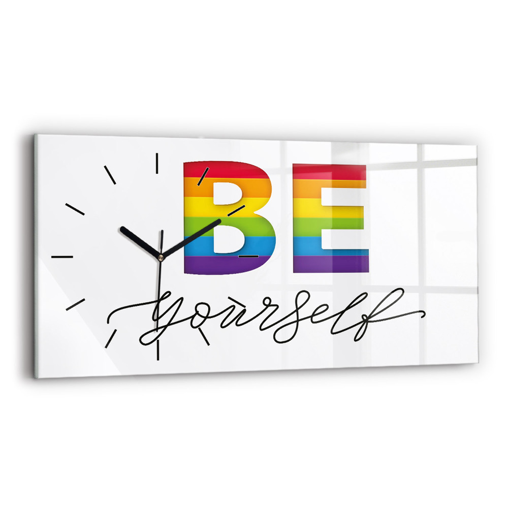 Ceas orizontale de perete din sticlă Inscripția fii tu însuți