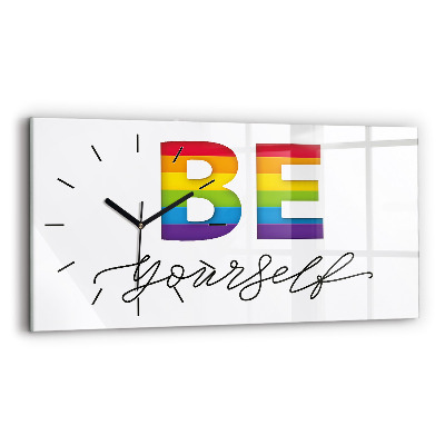Ceas orizontale de perete din sticlă Inscripția fii tu însuți