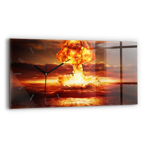 Ceas perete din sticlă orizontale Explozia unei bombe atomice