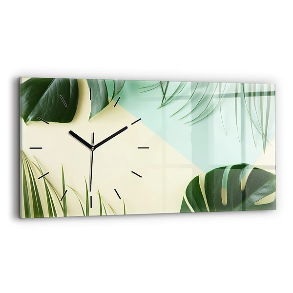 Ceas de sticlă pe perete orizontale Monstera pleacă
