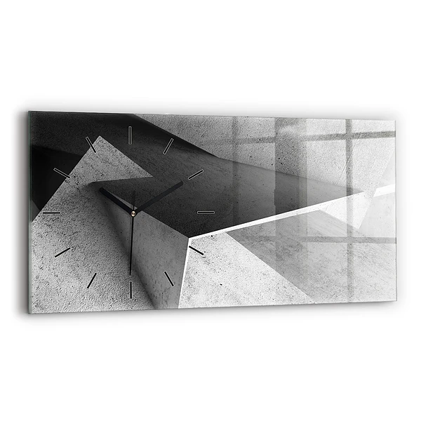 Ceas de sticlă pe perete orizontale Triunghiuri abstracte