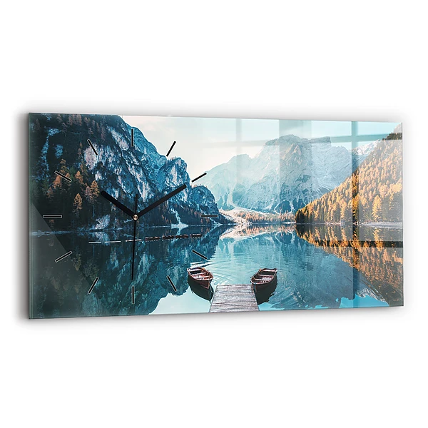 Ceas de sticlă pe perete orizontale Barci pe lac