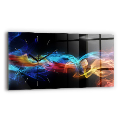 Ceas de sticlă pe perete orizontale Linii colorate abstracte