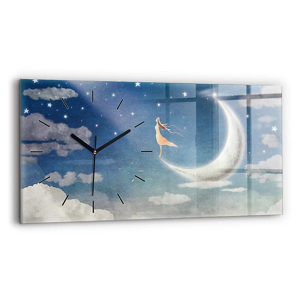 Ceas de sticlă pe perete orizontale Fata pe luna
