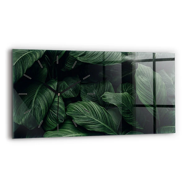 Ceas perete din sticlă orizontale Monstera tropicală