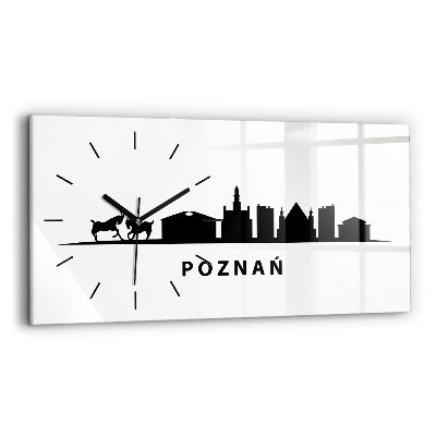 Ceas orizontale de perete din sticlă Grafică panoramică Poznań