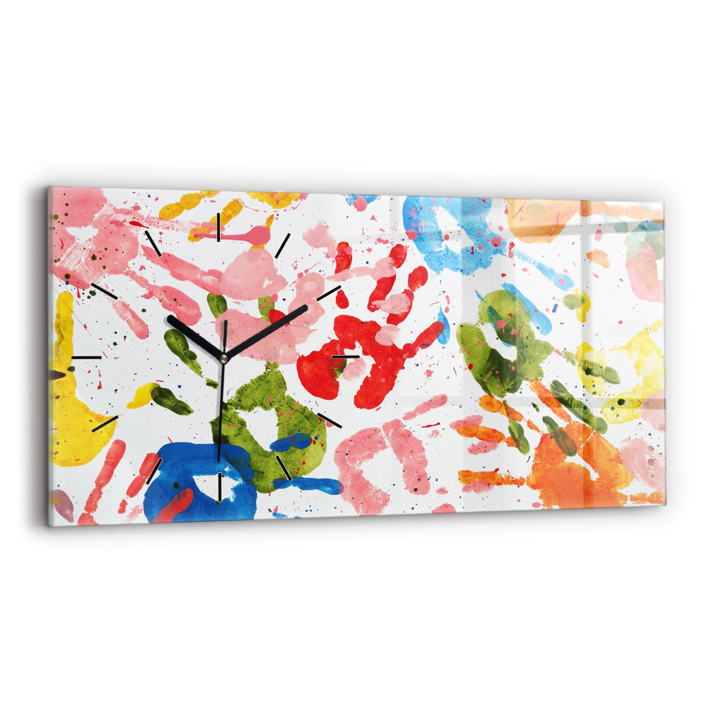 Ceas din sticlă orizontale Amprentele mâinilor copiilor