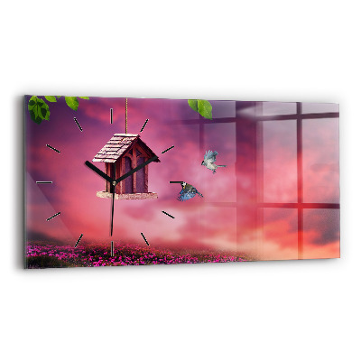 Ceas de sticlă pe perete orizontale Colivie