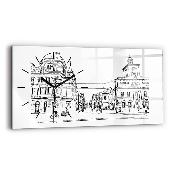 Ceas orizontale de perete din sticlă Ilustrația orașului Poznań