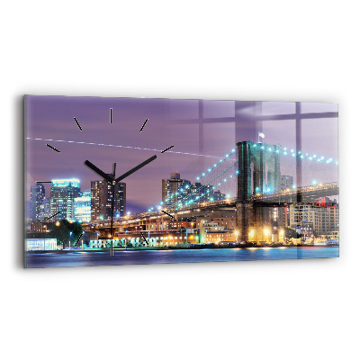 Ceas orizontale de perete din sticlă Podul Brooklyn și East River