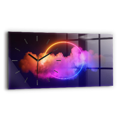 Ceas de sticlă pe perete orizontale Abstracția fumului 3D