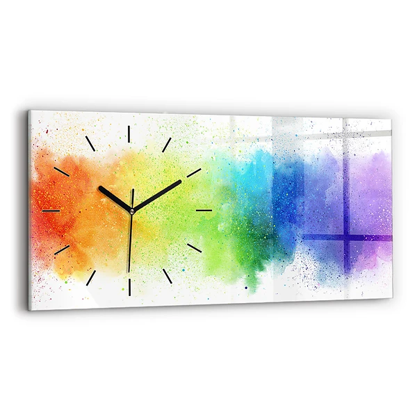 Ceas din sticlă orizontale Curcubeu abstract