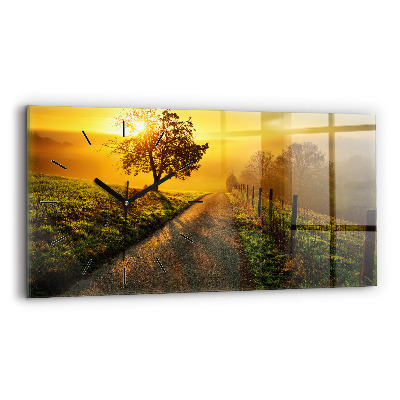 Ceas orizontale de perete din sticlă Ceață la răsărit