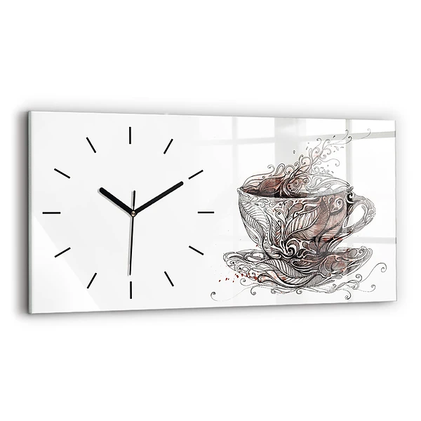 Ceas orizontale de perete din sticlă ceașcă de cafea