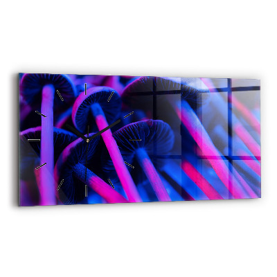 Ceas orizontale de perete din sticlă Ciuperci colorate magice