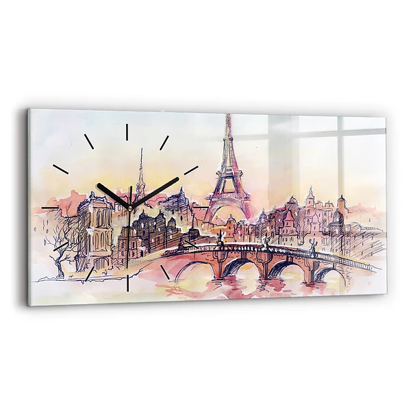 Ceas din sticlă orizontale Peisaj pictat din Paris