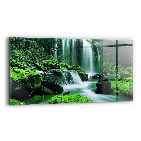 Ceas din sticlă orizontale Cascada printre mușchi