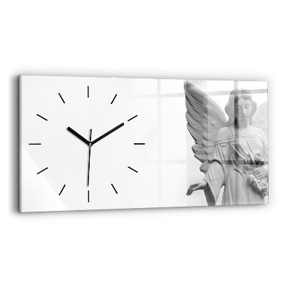 Ceas perete din sticlă orizontale Sculptură a unui înger cu aripi