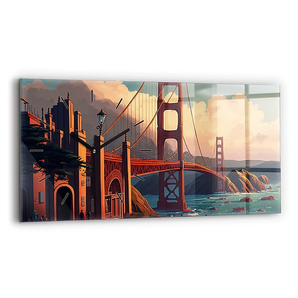 Ceas perete din sticlă orizontale Pod din San Francisco