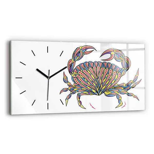 Ceas perete din sticlă orizontale Crab etnic