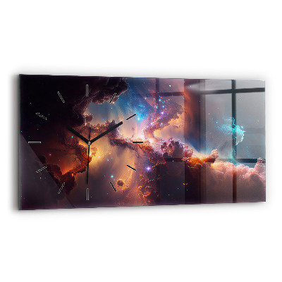 Ceas de sticlă pe perete orizontale Lumea cosmică a stelelor
