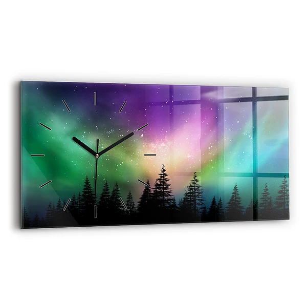 Ceas perete din sticlă orizontale Auroră boreală