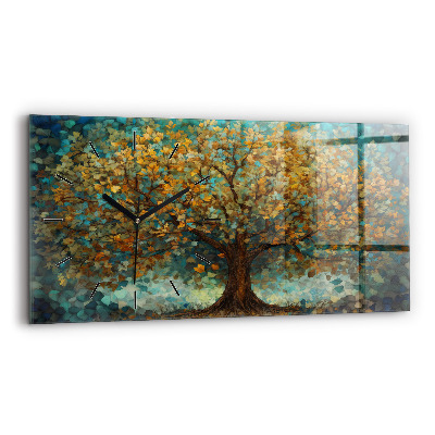 Ceas orizontale de perete din sticlă Arborele de mozaic