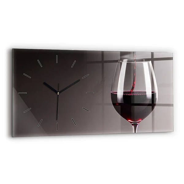 Ceas de sticlă pe perete orizontale Un pahar de vin roșu
