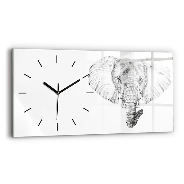 Ceas perete din sticlă orizontale Cap de elefant vectorial