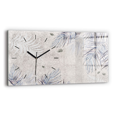 Ceas orizontale de perete din sticlă frunza de palmier